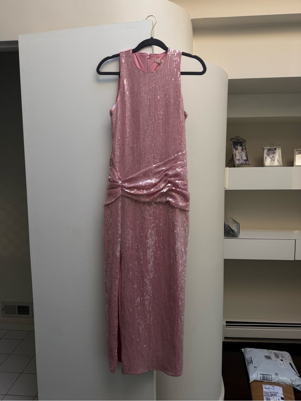 Hutch Lumi sleeveless sequin ruched maxi dress